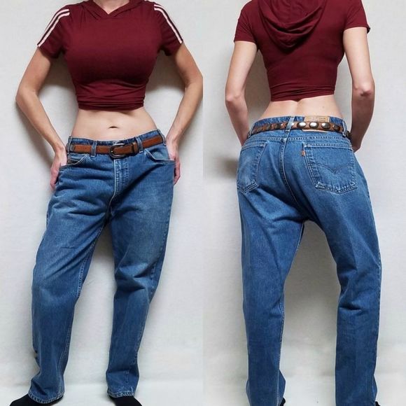 VINTAGE 1996 Levi's 505 Orange Tab Relaxed Fit Tapered Leg Distressed Mom Jeans
